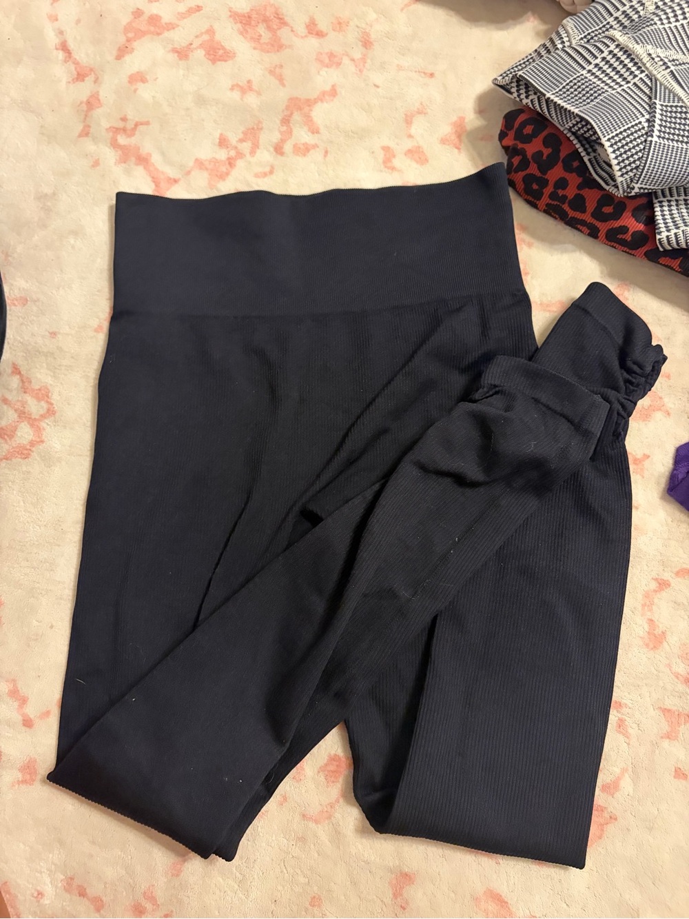 L*SPACE High Waist Black Ribbed Leggings